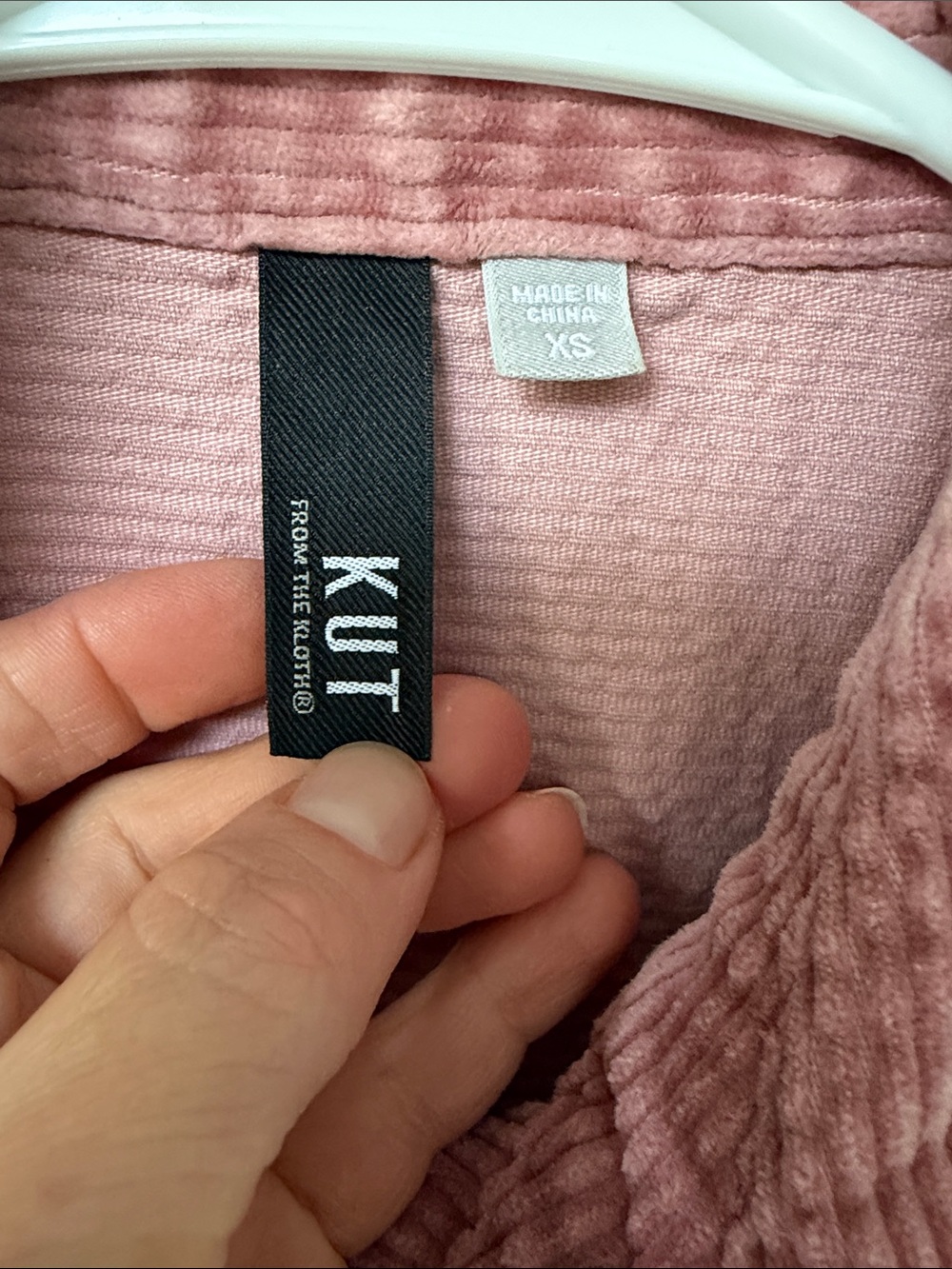 Kut from the Kloth Dusty Rose Corduroy Button Down Top, Size XS. - Picture 5 of 15